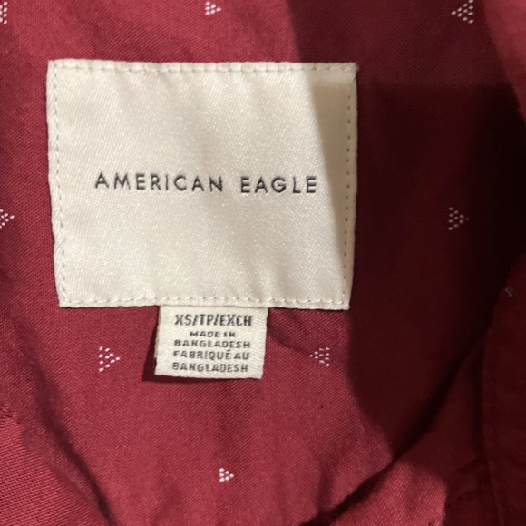 American Eagle Burgundy Short Sleeve Button Down Shirt - Size XS - Picture 2 of 5
